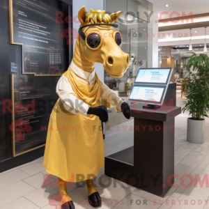 Gold Horse mascot costume...