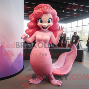 Pink Havfrue maskot kostume...
