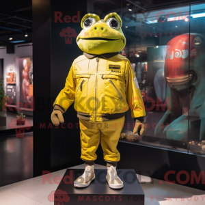 Yellow Frog maskot kostume...