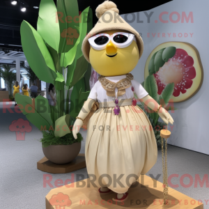 Beige Mango mascot costume...