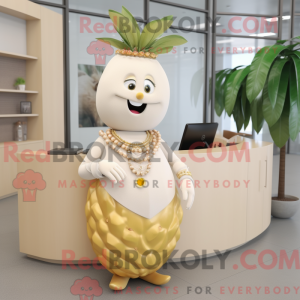 Beige Mango mascot costume...