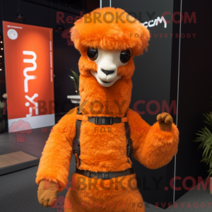 Orange Alpaka Maskottchen...