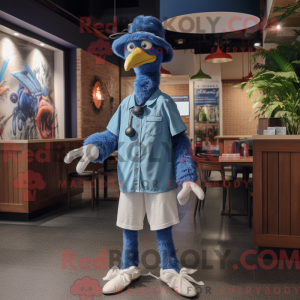 Blue Ostrich mascot costume...