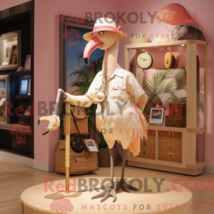 Beige Flamingo maskot...