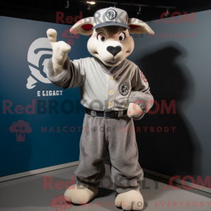 Gray Goat mascot costume...
