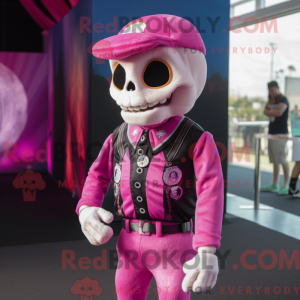 Pink Skull mascot costume...