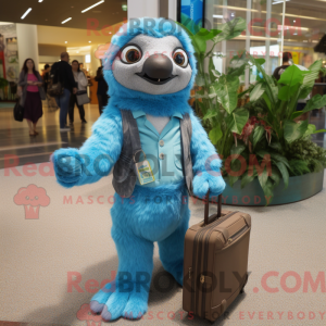 Sky Blue Sloth mascot...