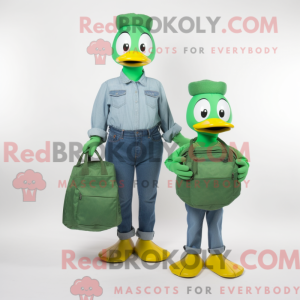 Green Geese mascot costume...