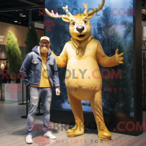 Gold Elk maskot drakt...