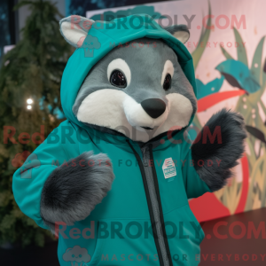 Teal Badger mascot costume...