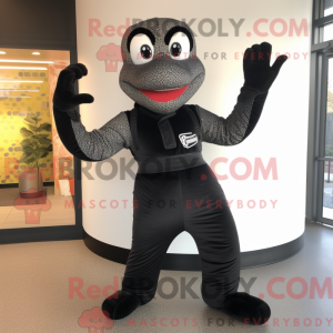 Sort Snake maskot kostume...