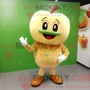 Tan Apple maskot kostume...