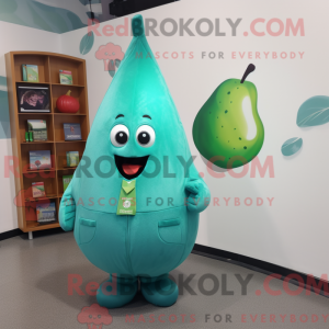 Teal Pear maskot kostume...
