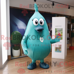 Teal Pear mascot costume...