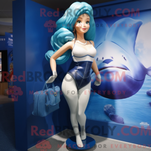 Navy Mermaid maskot kostume...
