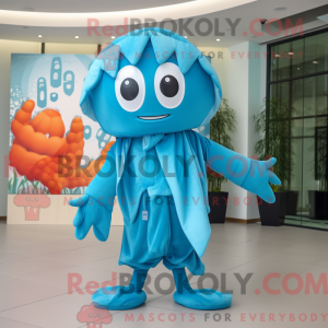 Cyan Spider mascot costume...