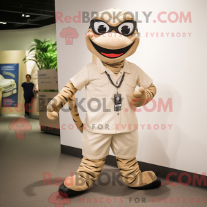 Beige slangemaskotkostyme...