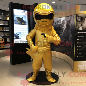Guld Ninja maskot kostume...