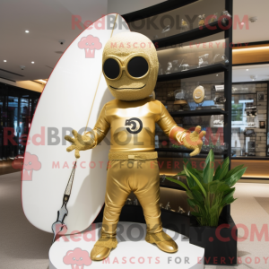 Guld Ninja maskot kostume...