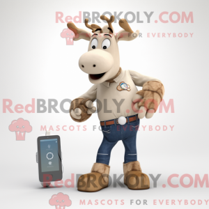 Beige Elk maskot kostume...