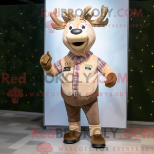 Beige Elk mascot costume...