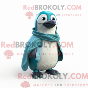 Teal Penguin mascot costume...