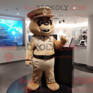 Beige Police Officer mascot...