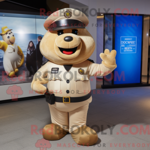 Beige Police Officer mascot...