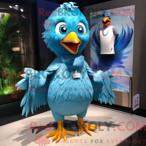 Cyan Quail mascot costume...