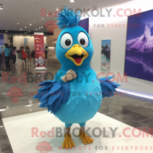 Cyan Quail mascot costume...