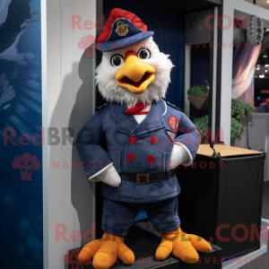 Navy Rooster maskot kostume...