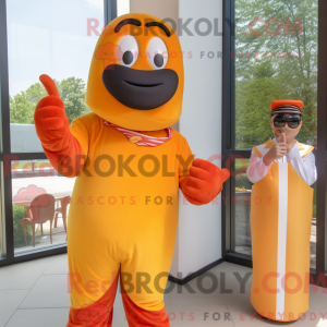 Orange Hot Dogs Maskottchen...