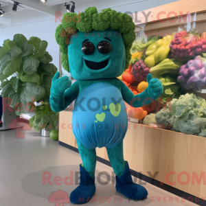 Blågrøn broccoli maskot...