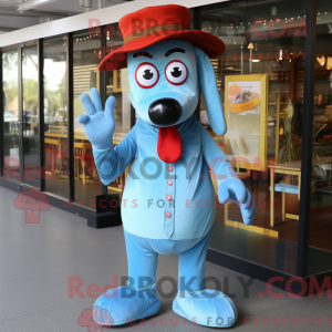 Sky Blue Hot Dog mascot...