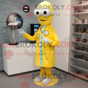 Gele dokter mascottekostuum...