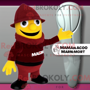 Maroon Mango mascot costume...