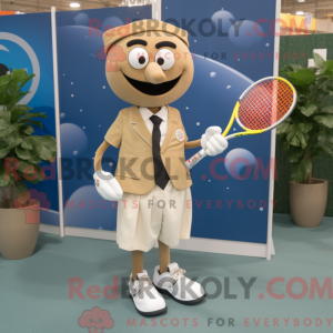 Tan Tennis Racket maskot...