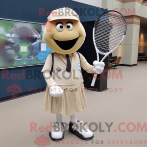 Tan Tennis Racket mascot...