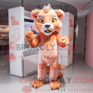Peach Smilodon mascot...
