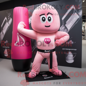 Pink Strongman mascot...