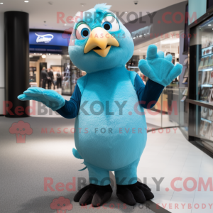 Cyan Falcon maskot kostume...