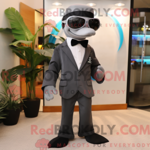 Gray Dolphin mascot costume...