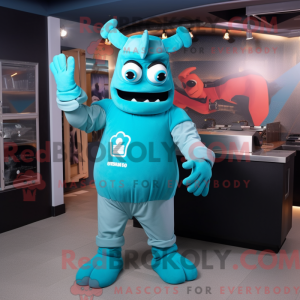 Cyan Steak maskot kostume...