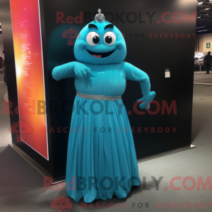 Cyan armbånd maskot kostume...
