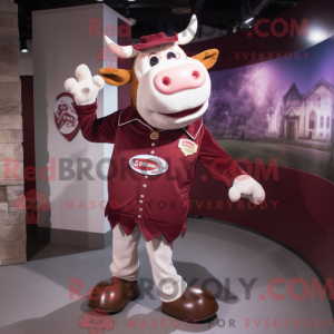 Maroon Cow mascot costume...