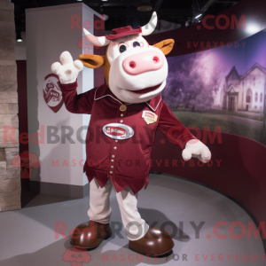 Maroon Cow-mascottekostuum...