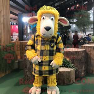 Yellow Merino Sheep mascot...