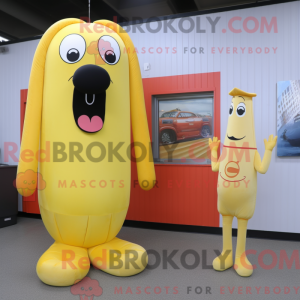 Lemon Yellow Hot Dog mascot...
