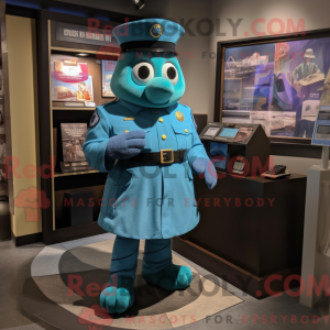 Teal Police Officer mascot...