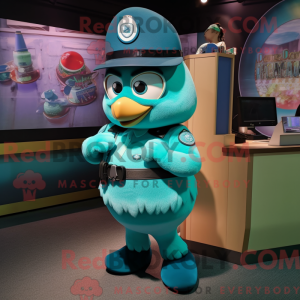 Teal Police Officer mascot...